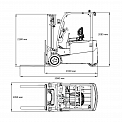 Чертеж Электропогрузчик трехопорный Aurora Forklift FBT16-FE1NLZC, 1.6т, Li-ion